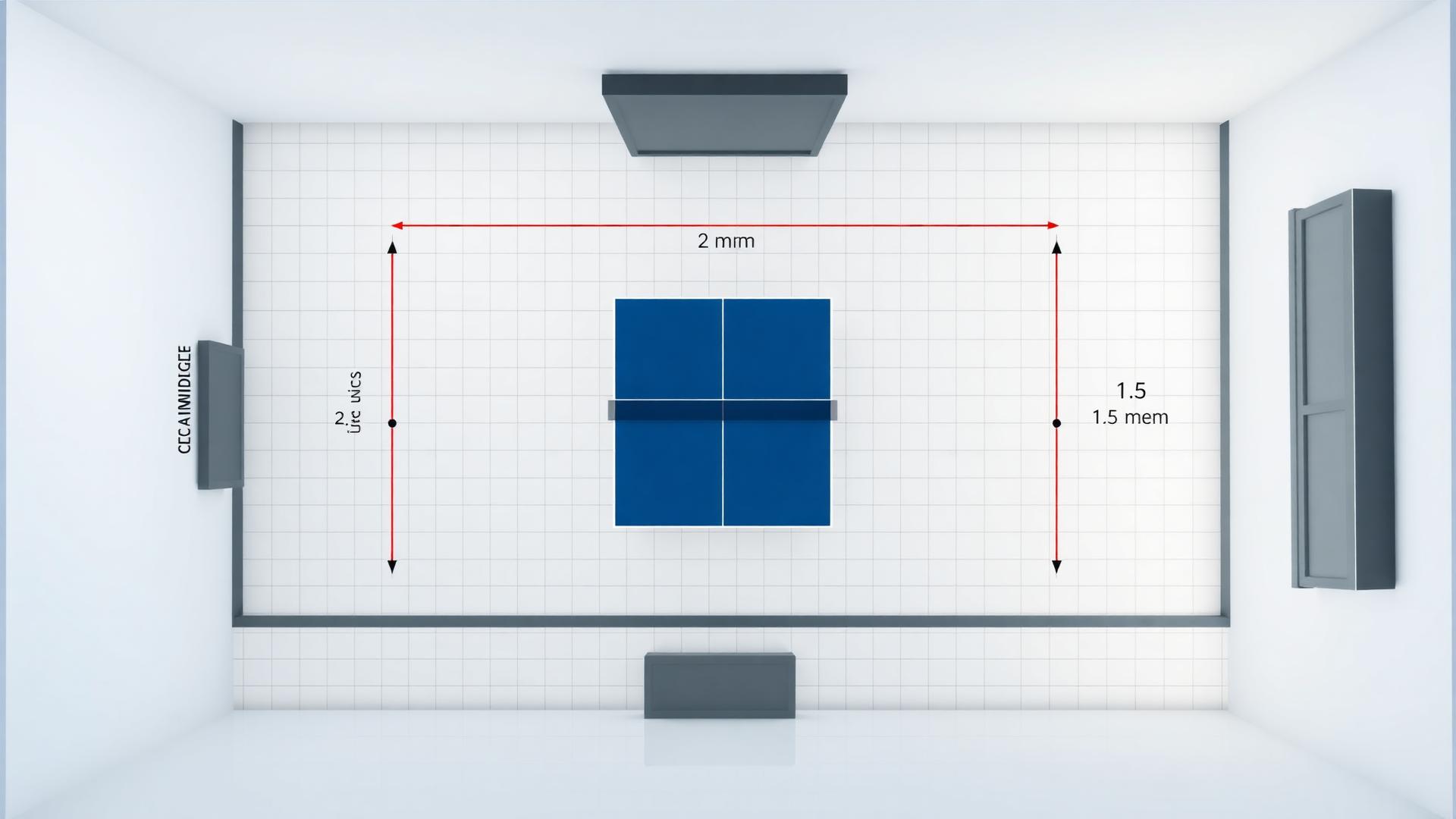 plan cameră spațiu necesar masă ping pong