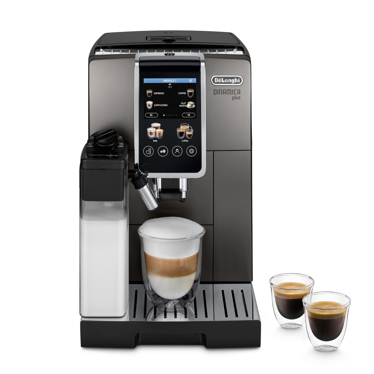 De'Longhi Dinamica Plus ECAM 380.95.TB - 24 tipuri băuturi cu 2 carafe LatteCrema