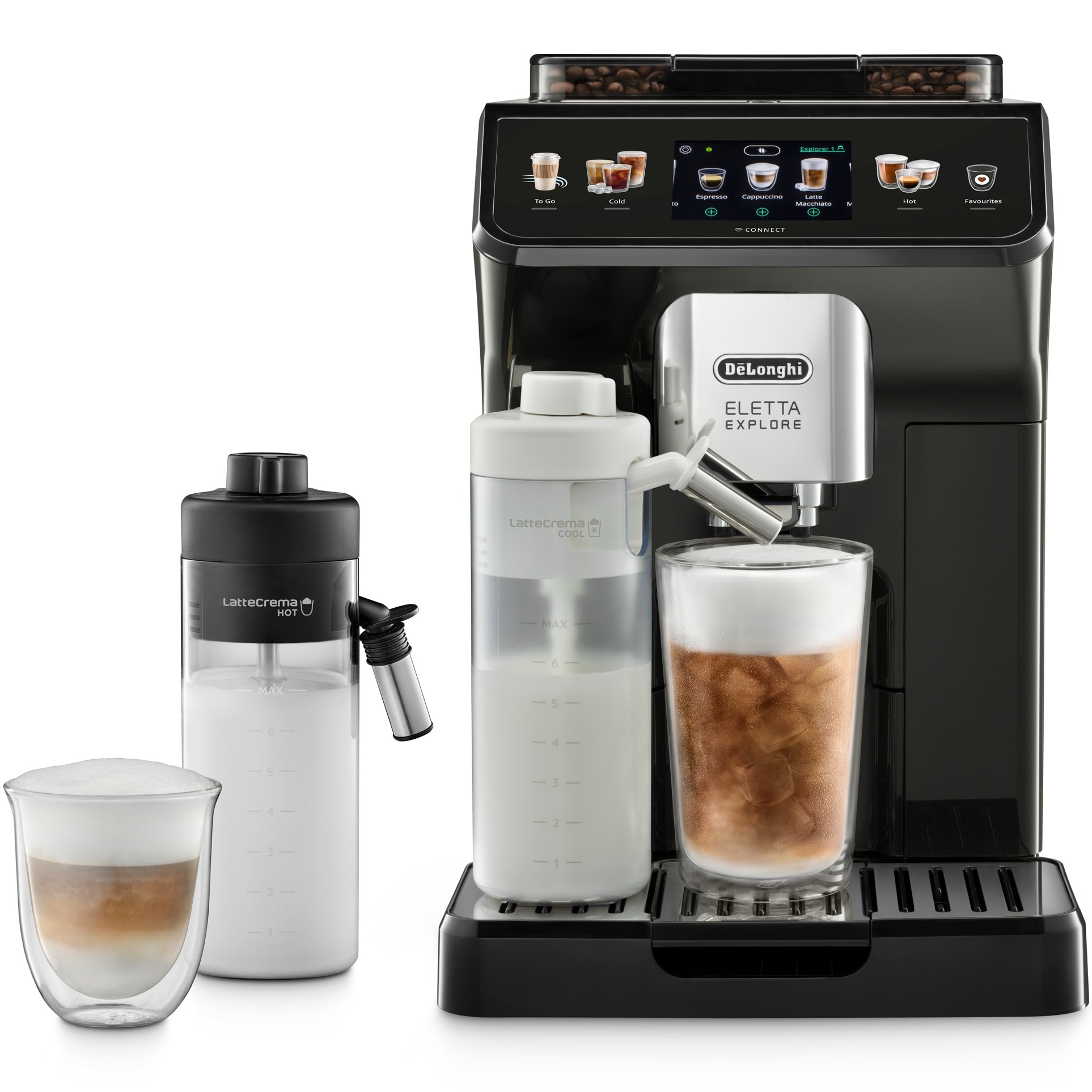 De'Longhi Eletta Explore ECAM 450.65.G - Cel mai versatil - 50 băuturi + tehnologie Cold Brew