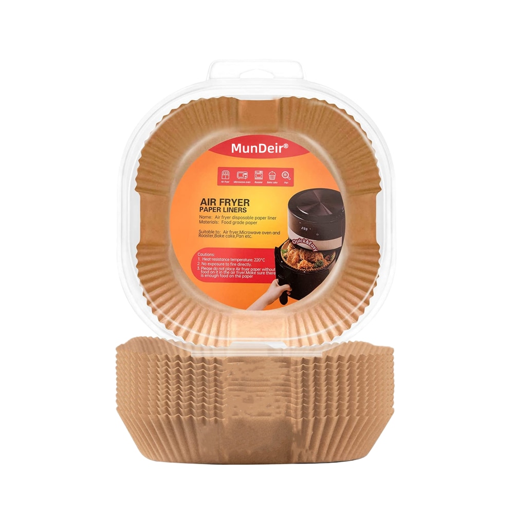 Mundeirr Hârtie de copt 20x20cm - Cea mai bună hârtie rotundă pentru air fryer - Set 100 bucăți