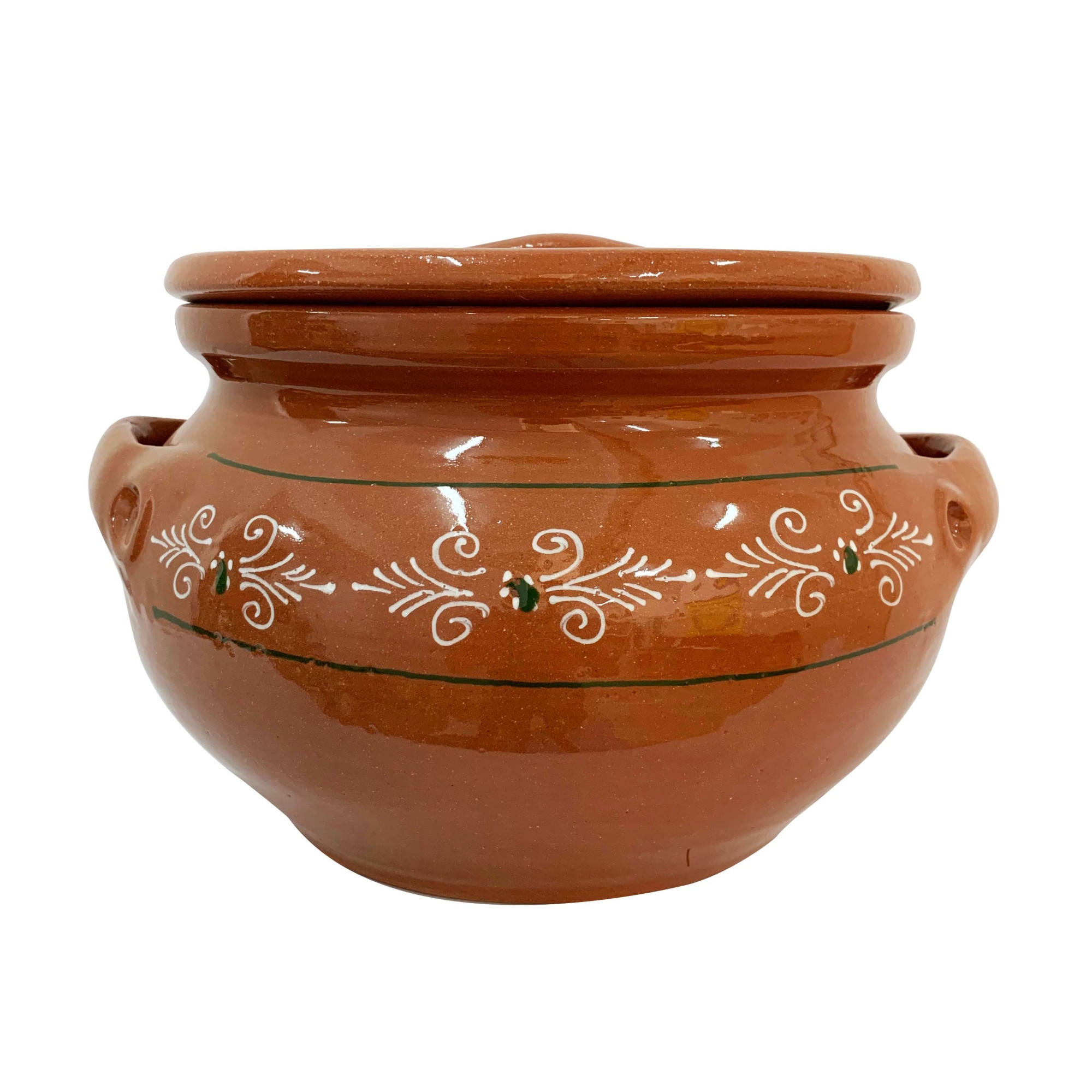 Oală din ceramică de Argeș - Realizată manual - Pictura tradițională - 