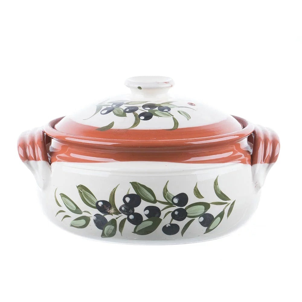 Oală sarmale din ceramică pentru cuptor - 6.5 litri - Model măsline - 