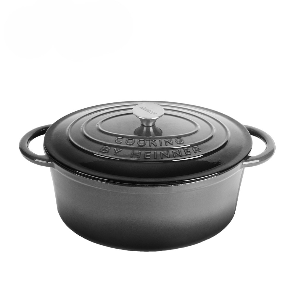 Oală ovală cu capac - Cooking by Heinner Marble Grey - Fontă emailată - 6 litri - 