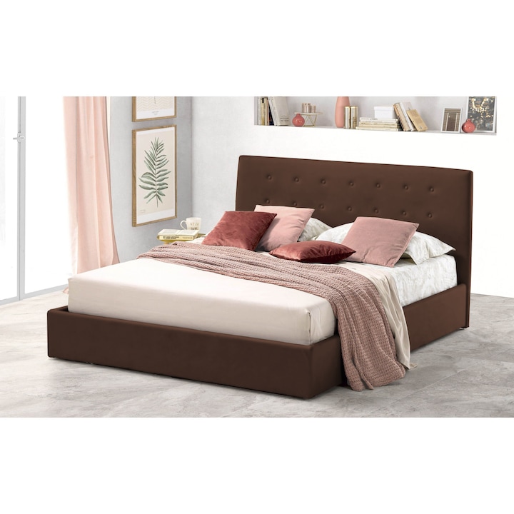 Pat Tapițat Abra cu Ladă Rabatabilă 140x200 cm - Cea mai mare capacitate depozitare - perfect familii